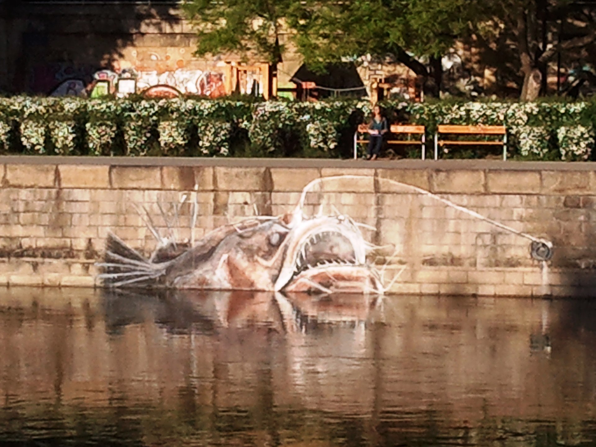 Donaukanal graffiti wall and promenade with Innere Stadt skyline, Vienna — photo guide by Best Alex Shots