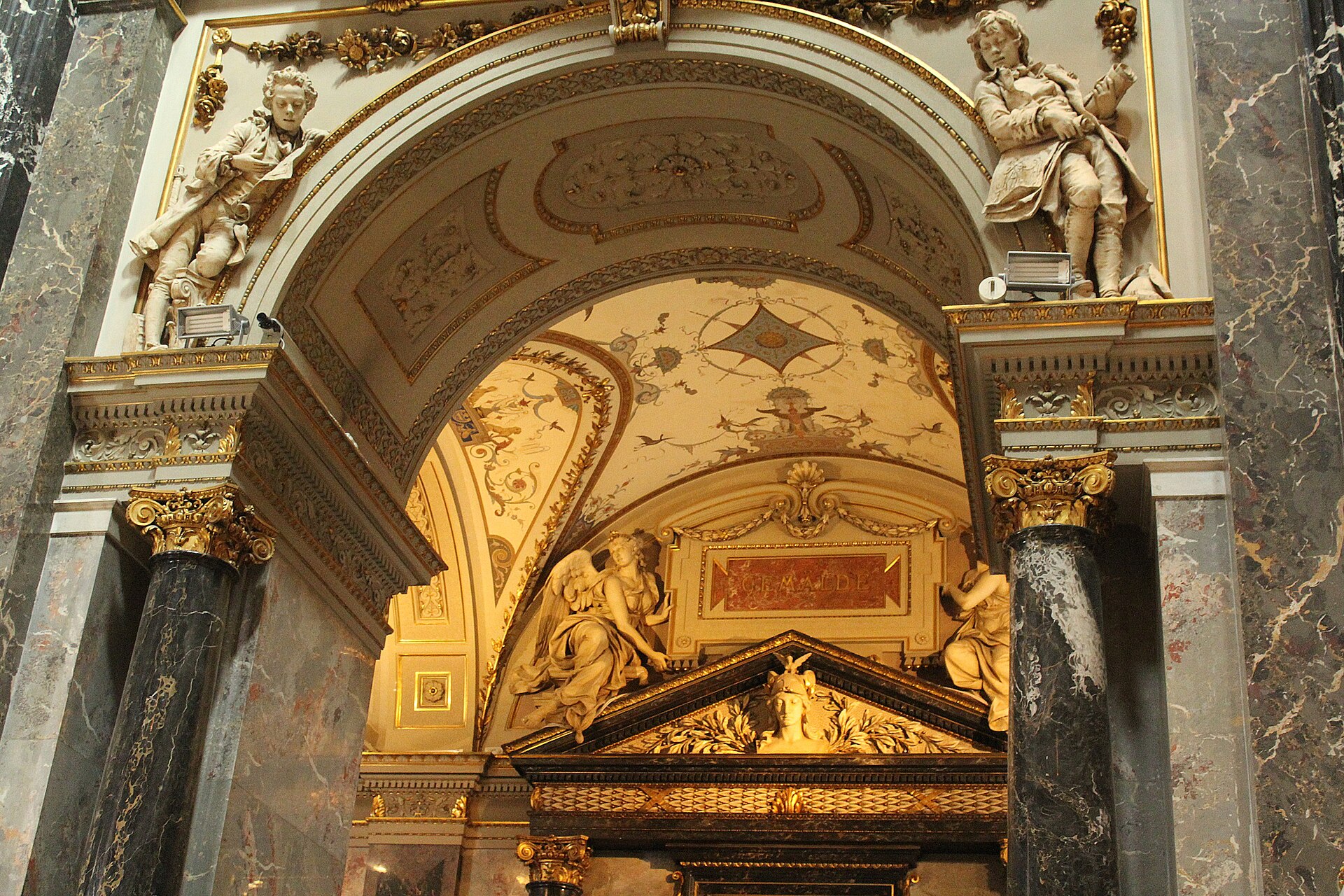 Kunsthistorisches Museum grand staircase with Klimt spandrels, Vienna