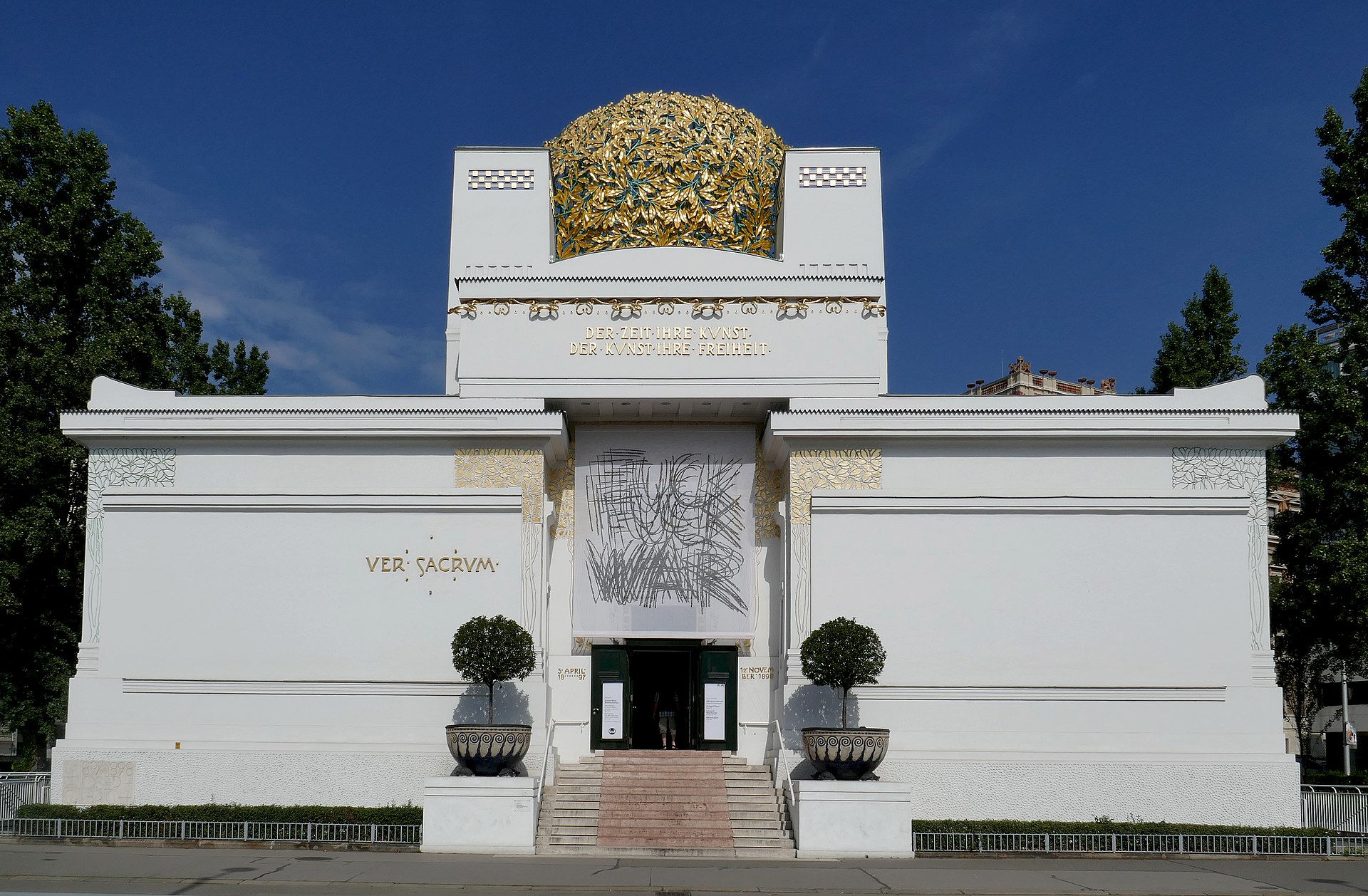 Secession Building gilded laurel dome in morning light, Vienna